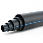 أنابيب HDPE ضغط 3.2 بار PE 80 قطر خارجي 400 مم SDR 41 أسود مع خطوط زرقاء
