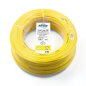 لفة سلك كهرباء امريكي AWM نحاس مجدول 600 فولت 10 AWG عزل PVC لون أصفر طول 500 قدم | شركة الفنار