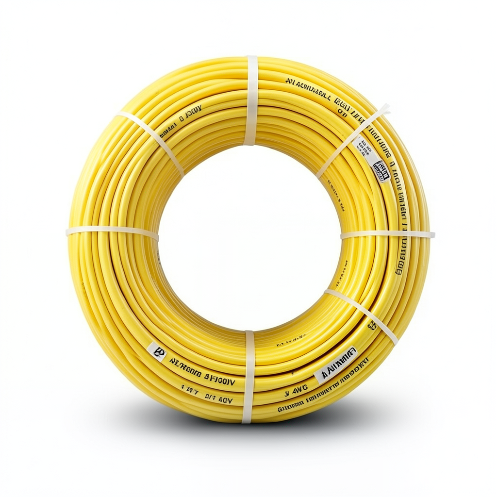 لفة سلك كهرباء امريكي AWM نحاس مجدول 600 فولت 3 AWG معزول PVC لون أصفر طول 500 قدم | شركة الفنار