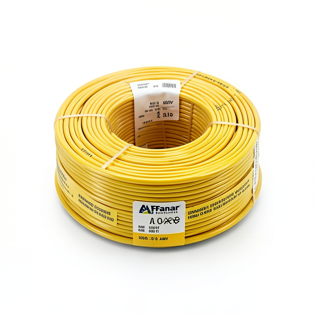 سلك كهرباء امريكي AWM نحاس مجدول 600 فولت 1/0 AWG، عزل PVC لون أصفر، طول اللفة 500 قدم | شركة الفنار