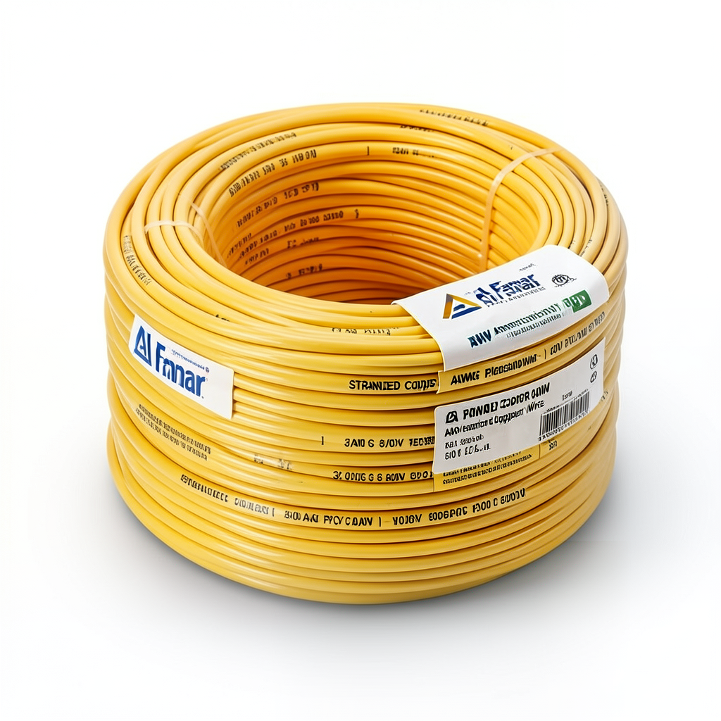 لفة سلك كهرباء امريكي AWM نحاس مجدول 600 فولت 3/0 AWG معزول PVC لون أصفر طول 500 قدم | الفنار