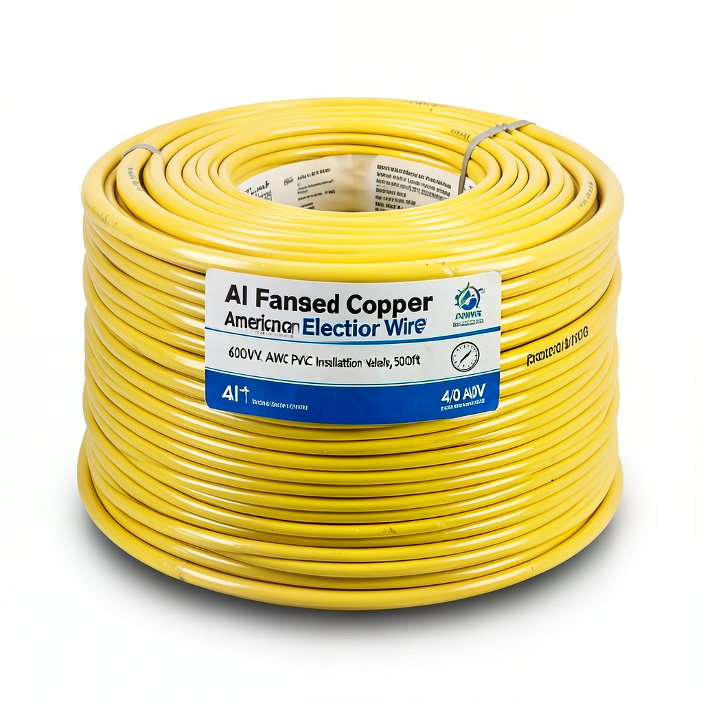 Stranded Copper AWM American Electric Wire 600V 4/0 AWG PVC Insulation Yellow 500ft | Al Fanar