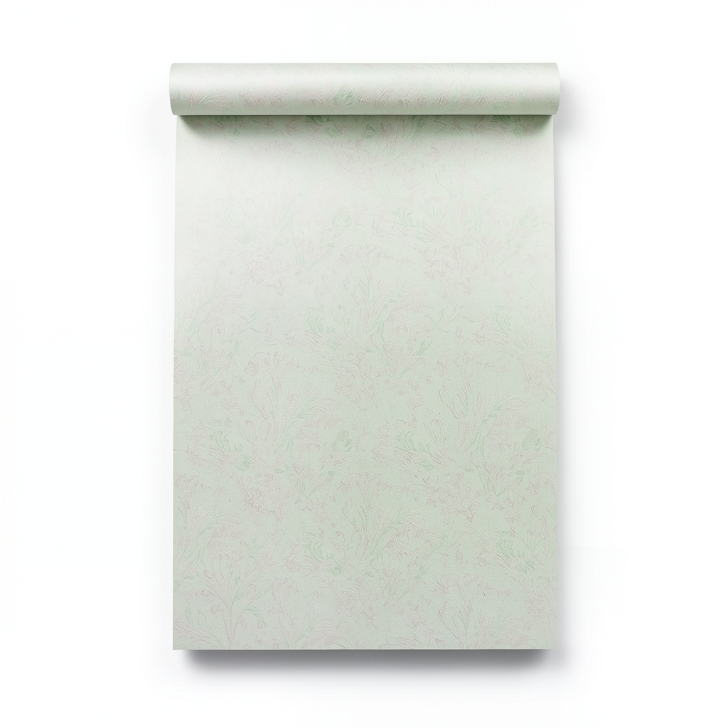 Patterned Wall Covering 10m x 0.53m Pale Green