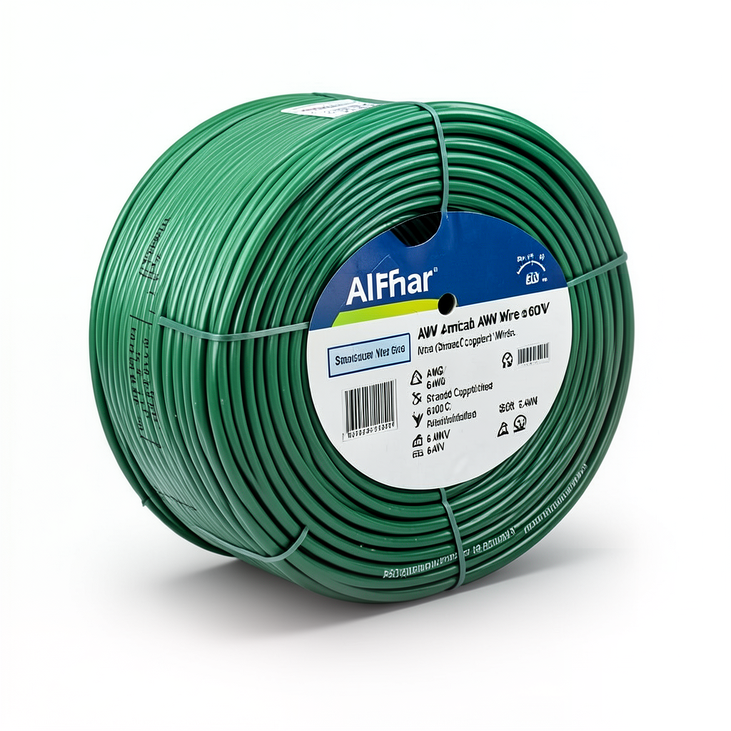 لفة سلك امريكي AWM نحاس مجدول 600 فولت 6 AWG عزل PVC لون أخضر 500 قدم | شركة الفنار
