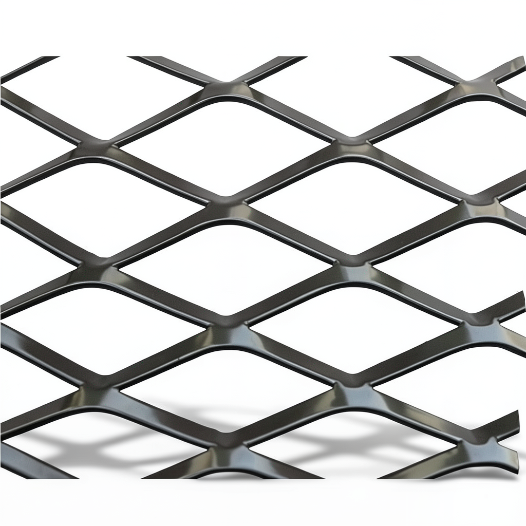 Hot Rolled Steel Expanded Metal Mesh Thickness 6 mm Width 1.22 m Length 5 m, Black