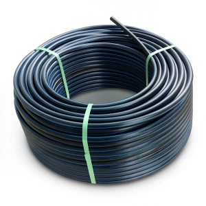 HDPE Plastic Coil Pipe Nominal Pressure 10 Bar PE 80 OD 110 mm SDR 13.6 Black with Blue Stripes
