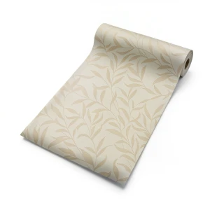 Wall Decoration Leaf-Patterned Design 10m x 0.53m Beige