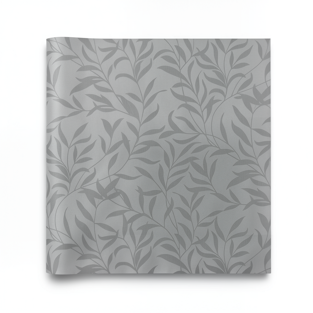 Leaf-patterned Wallpaper 0.53m x 10m Gray Color, Model 221352