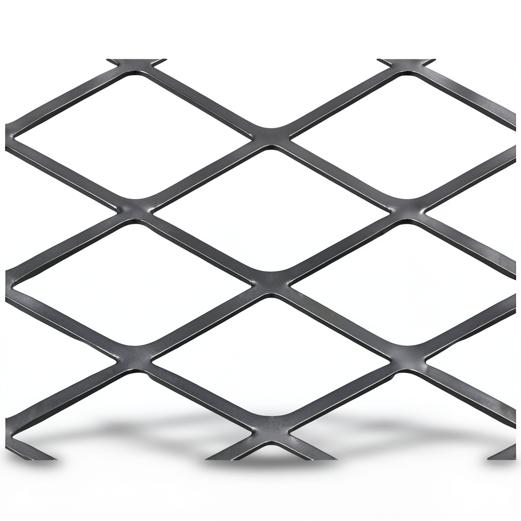 Hot Rolled Steel Expanded Metal Mesh Thickness 1.7 mm Width 1.22 m Length 3 m, Black