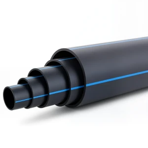 HDPE Polyethylene Pipe PN 5 Bar PE 80 OD 560 mm SDR 26 Black with Blue Stripes