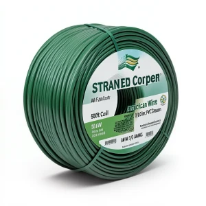 سلك امريكي AWM نحاس مجدول 600 فولت 1/0 AWG معزول PVC لون أخضر طول 500 قدم | شركة الفنار