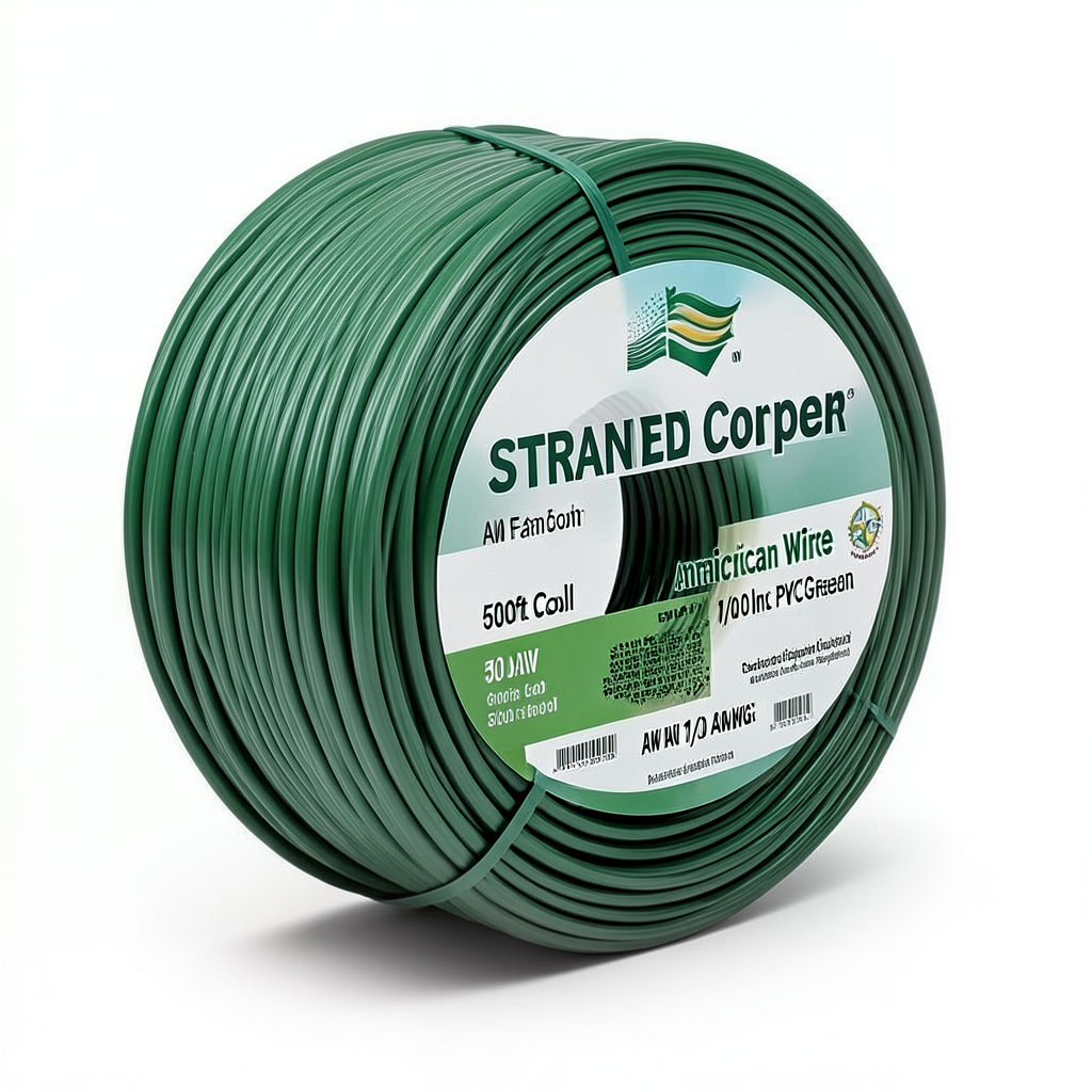 سلك امريكي AWM نحاس مجدول 600 فولت 1/0 AWG معزول PVC لون أخضر طول 500 قدم | شركة الفنار