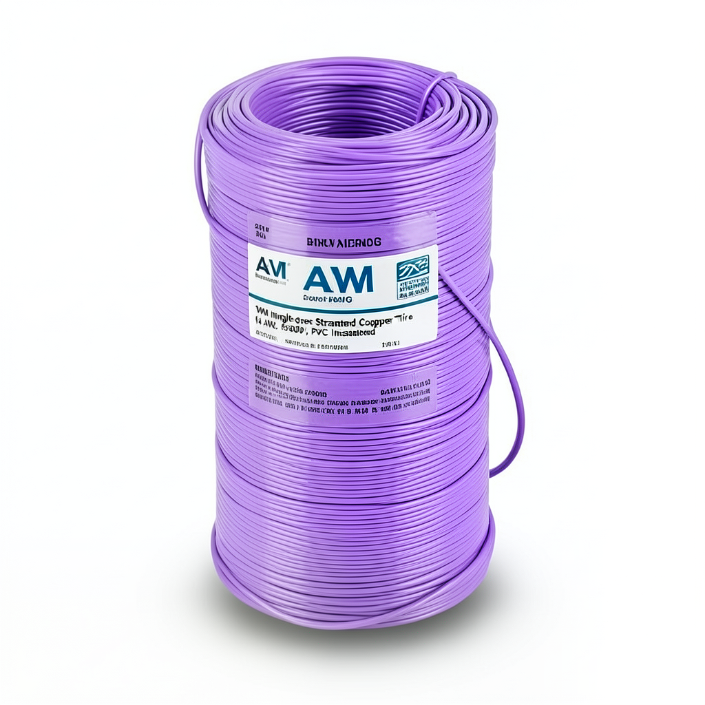 سلك مفرد نحاس مجدول 14 AWG 600 فولت، معزول PVC بنفسجي، 2500 قدم | شركة الفنار
