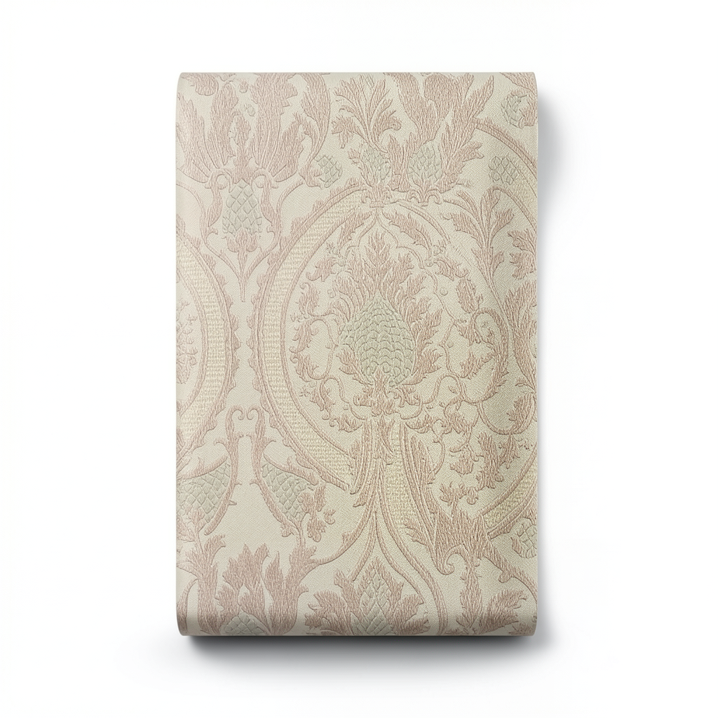 Classic Wall Covering Beige Color, 10m Length, 0.73m Width, Model 2456