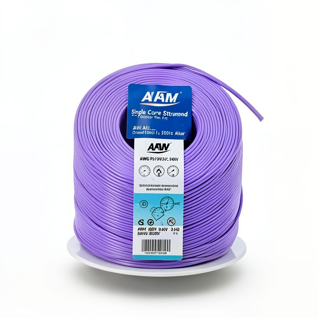 سلك مفرد نحاس مجدول 600 فولت AWM مقاس 3 AWG معزول PVC بنفسجي طول 500 قدم | شركة الفنار