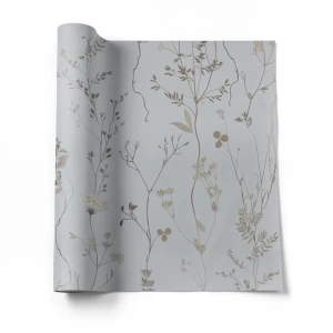 Leaf-patterned Wallpaper 0.53m x 10m Gray Color, Model 221344