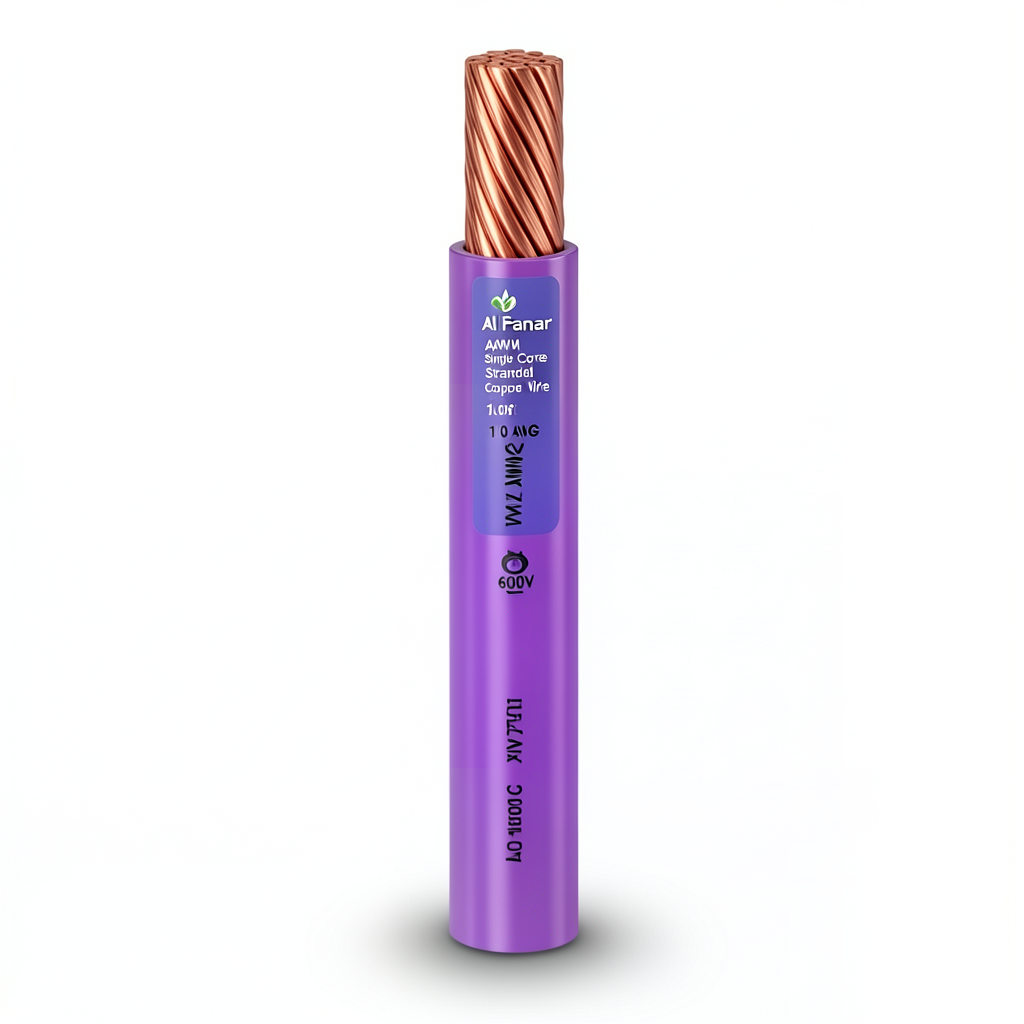 سلك مفرد نحاس مجدول 1/0 AWG 600 فولت عزل PVC بنفسجي طول 500 قدم | شركة الفنار