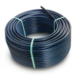 لفة أنابيب بلاستيك HDPE ضغط 10 بار PE 80 قطر خارجي 160 مم SDR 13.6 أسود مع خط أزرق