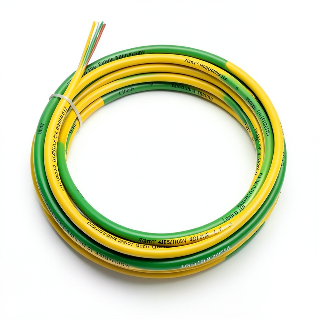 سلك كهرباء مفرد 70 مم2 450/750 فولت، لون أصفر/أخضر، موصل نحاس مرن عازل PVC | شركة الفنار