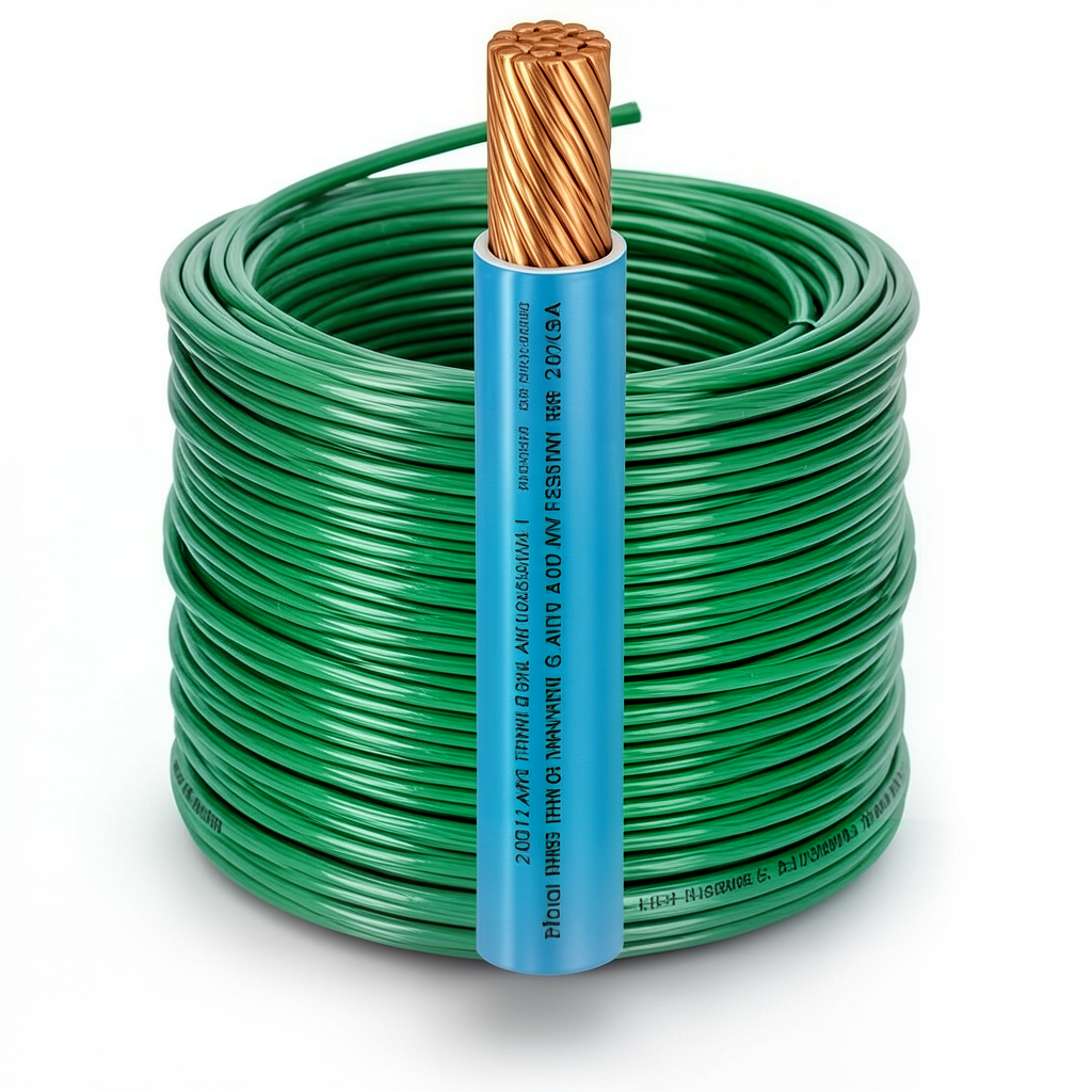 لفة سلك امريكي AWM نحاس مجدول 600 فولت 2/0 AWG عزل PVC لون أخضر 500 قدم | شركة الفنار