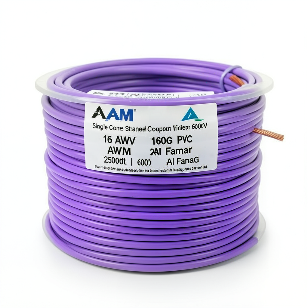 AWM Single Core Stranded Copper Electrical Wire 600V 16 AWG PVC Violet 2500ft | Al Fanar