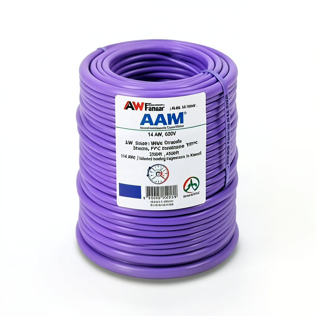 سلك مفرد نحاس مجدول 14 AWG 600 فولت، معزول PVC بنفسجي، 2500 قدم | شركة الفنار