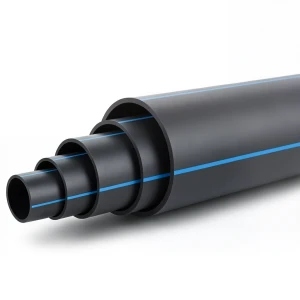 أنابيب بلاستيك HDPE ضغط 8 بار PE 80 قطر خارجي 280 مم SDR 17 أسود مع خطوط زرقاء