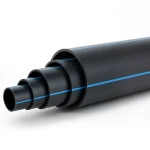 أنابيب بلاستيك HDPE ضغط 8 بار PE 80 قطر خارجي 280 مم SDR 17 أسود مع خطوط زرقاء