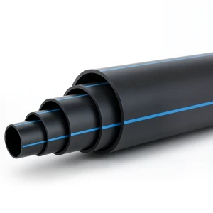 HDPE Plastic Pipe PN 8 Bar PE 80 OD 280 mm SDR 17 Black with Blue Stripes
