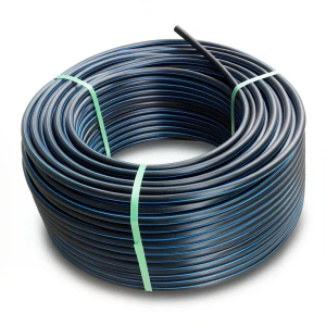 لفة أنابيب بلاستيك HDPE ضغط 12.5 بار PE 80 قطر خارجي 40 مم SDR 11 لون أسود مع خط أزرق