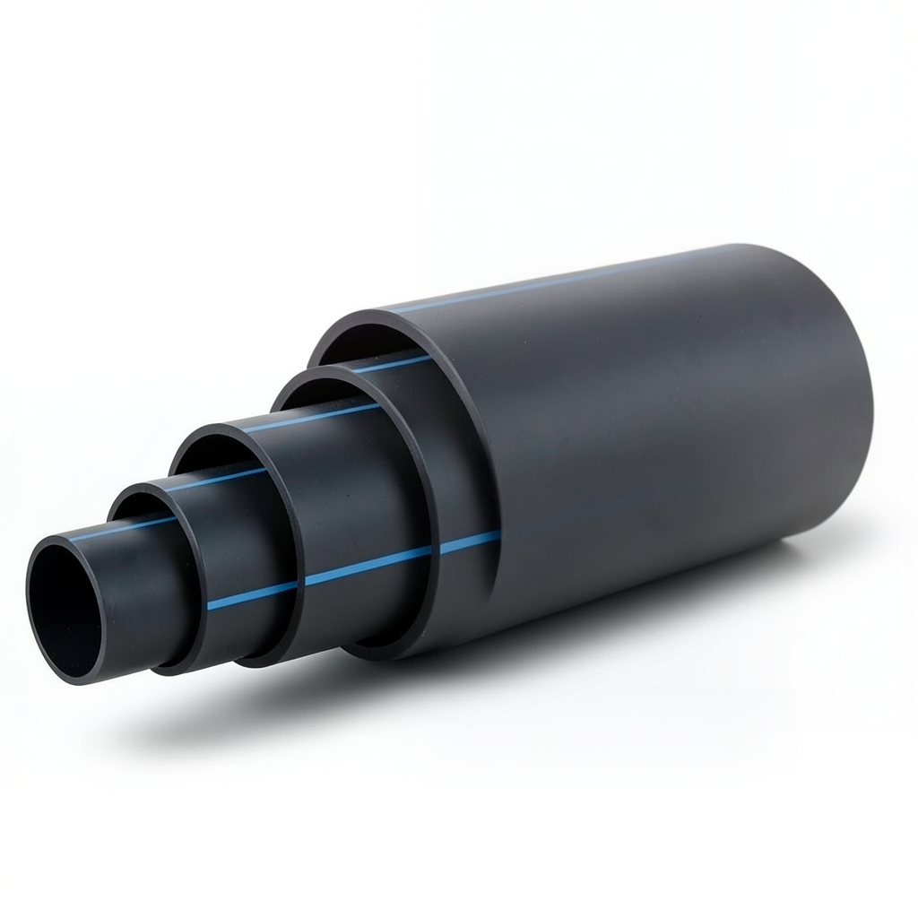 HDPE Plastic Pipe Pressure 4 Bar PE 80 Size 280 mm SDR 41 Black