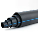 أنابيب HDPE ضغط اسمي 12.5 بار PE 100 قطر خارجي 200 مم SDR 13.6 أسود مع خط أزرق