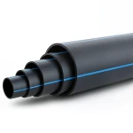 أنابيب بلاستيك HDPE ضغط 10 بار PE 80 قطر خارجي 450 مم SDR 13.6 أسود مع خط أزرق