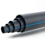 أنابيب بلاستيك HDPE ضغط 12.5 بار PE 100 قطر خارجي 250 مم SDR 13.6 أسود مع خطوط زرقاء