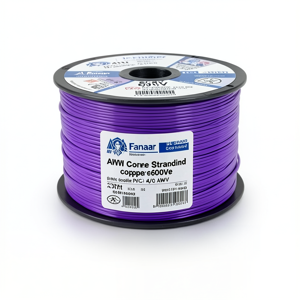 سلك مفرد نحاس مجدول 600 فولت AWM مقاس 4/0 AWG عزل PVC بنفسجي 500 قدم | شركة الفنار