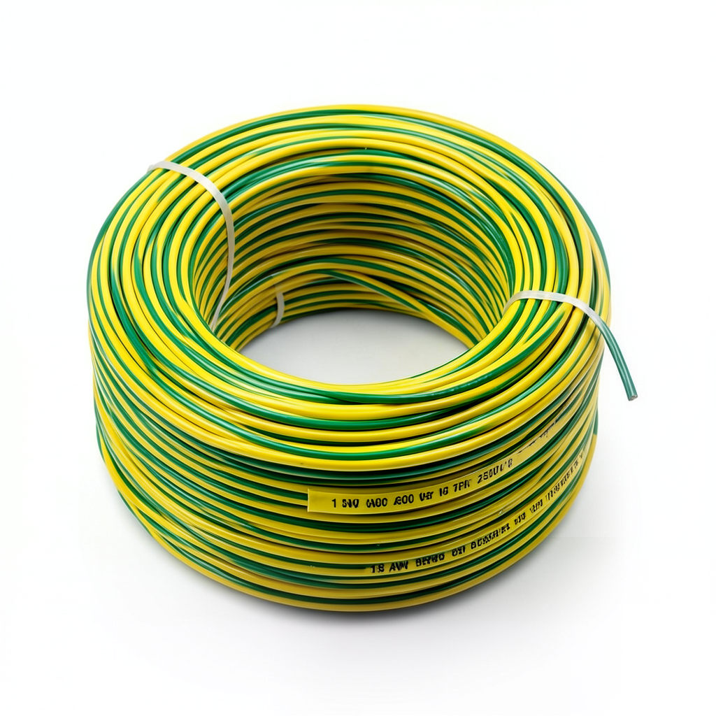 سلك 18 AWG نحاس مجدول 600 فولت عزل PVC اصفر/اخضر طول 2500 قدم | شركة الفنار