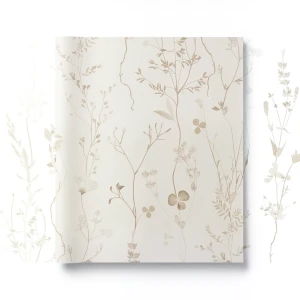 Wallpaper Leaf-Patterned Design 10 m x 0.53 m, Pale Beige