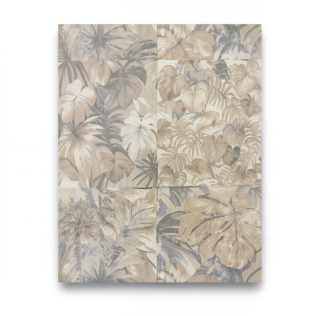 Leaf-patterned Wall Covering 10m x 1.06m Beige, Model 46701