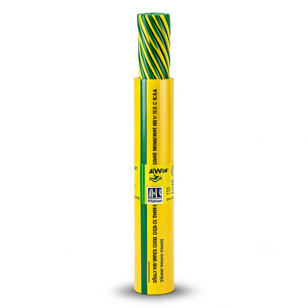 لفة سلك كهرباء 4 AWG نحاس مجدول 600 فولت AWM معزول PVC اصفر/اخضر 2500 قدم | شركة الفنار