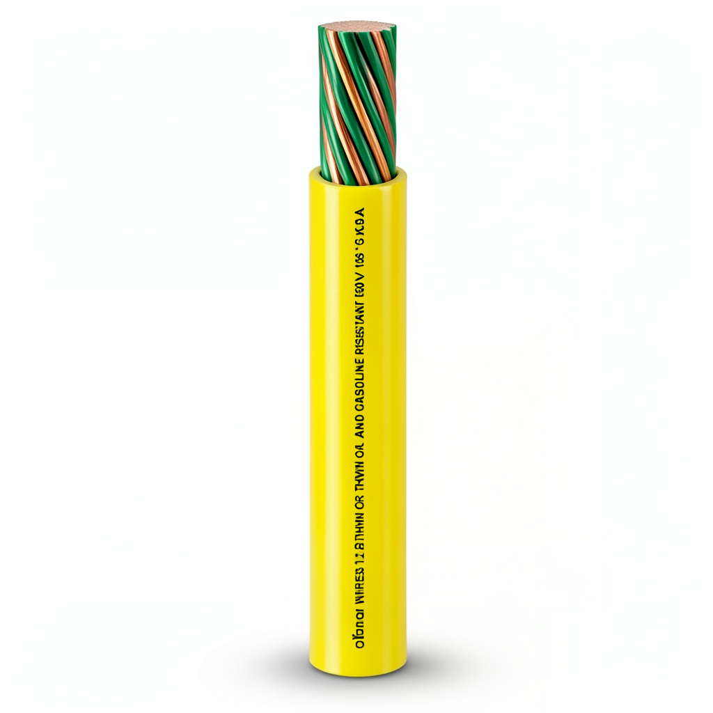 سلك 3 AWG نحاس مجدول 600 فولت عزل PVC اصفر/اخضر طول 2500 قدم | شركة الفنار