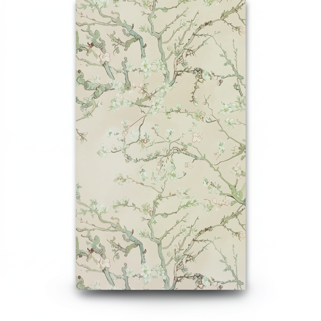 Dutch Leaf-Patterned Wall Covering 10m x 0.53m, Beige Color