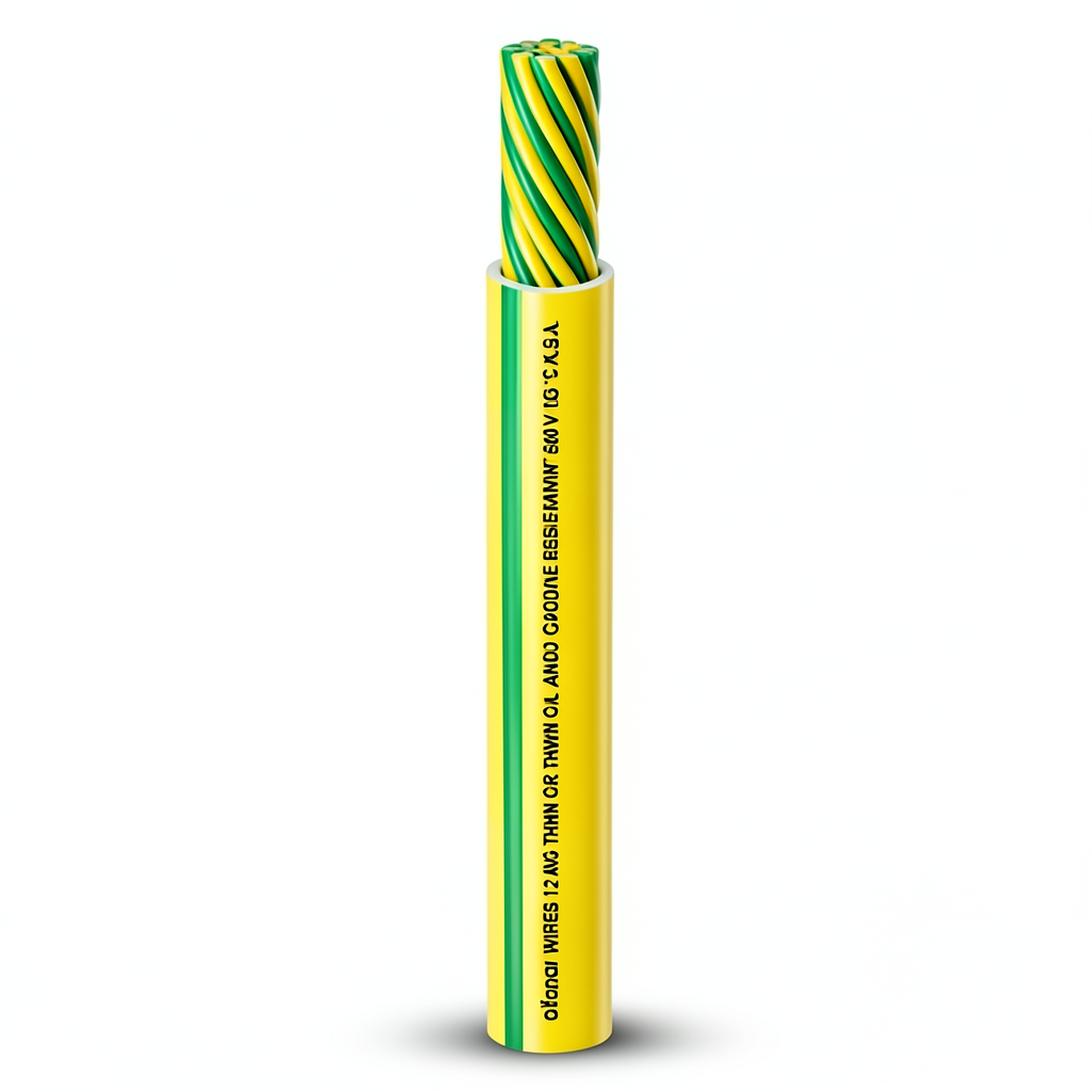 لفة سلك كهرباء 12 AWG نحاس مجدول 600 فولت معزول PVC اصفر/اخضر 2500 قدم | شركة الفنار