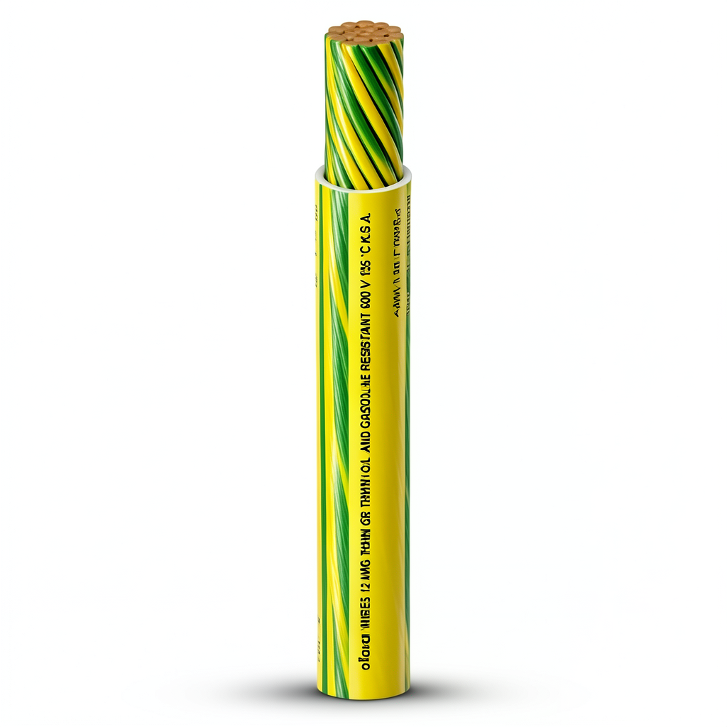 1 AWG Stranded Copper Wire 600V PVC Insulation AWM Yellow/Green 2500ft | Al Fanar