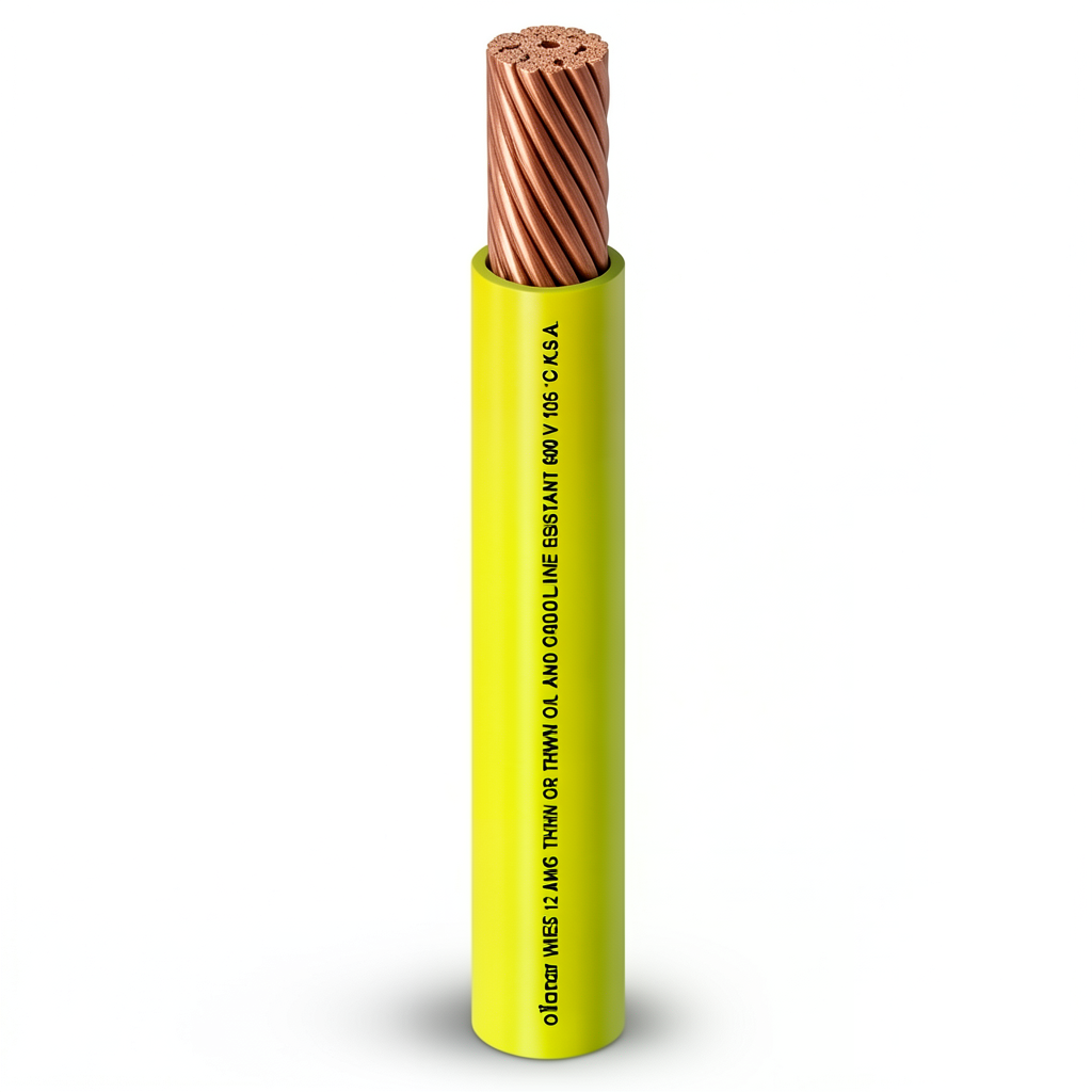 لفة سلك كهرباء 1/0 AWG نحاس مجدول 600 فولت معزول PVC اصفر/اخضر 2500 قدم | شركة الفنار