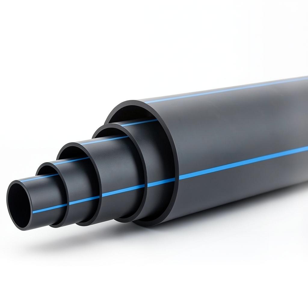 أنابيب HDPE ضغط 12.5 بار PE 80 قطر خارجي 500 مم SDR 11 أسود مع خط أزرق