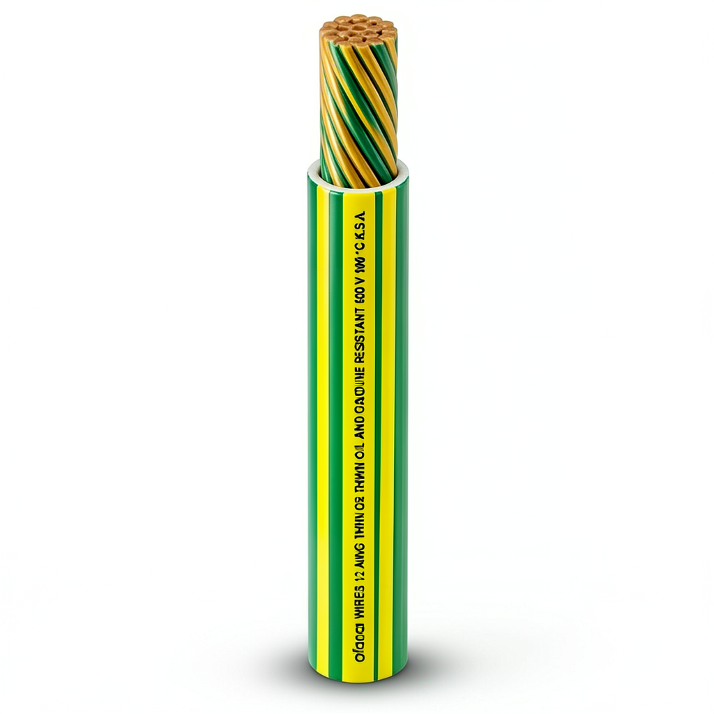 سلك 2/0 AWG نحاس مجدول 600 فولت عزل PVC اصفر/اخضر طول 2500 قدم | شركة الفنار