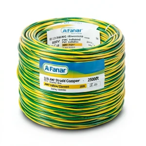 سلك كهرباء 3/0 AWG نحاس مجدول 600 فولت معزول PVC AWM اصفر/اخضر 2500 قدم | شركة الفنار