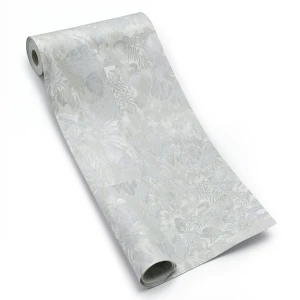 Wall Decoration Leaf-Patterned Design 10 m x 1.06 m Pale Gray