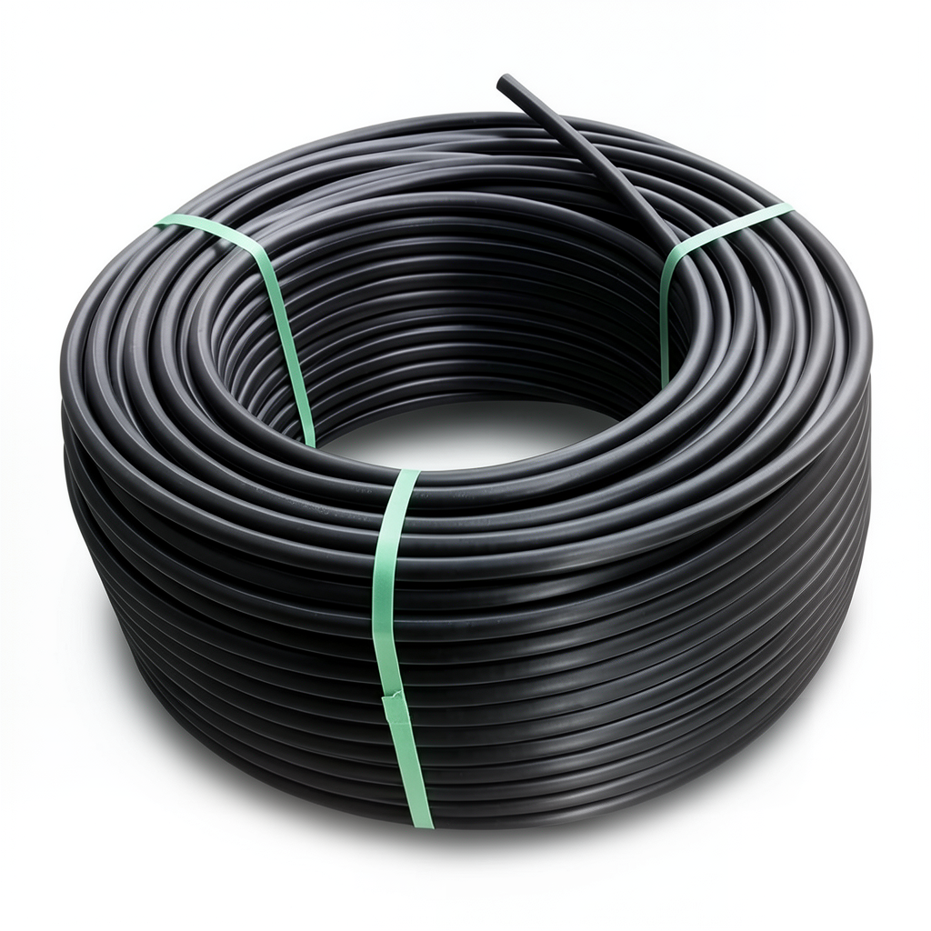 HDPE Plastic Coil Pipe PN 4 Bar PE 80, 140 mm Diameter SDR 33, Black