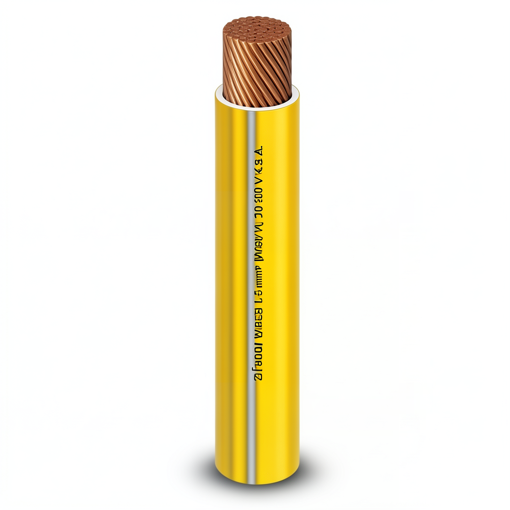 120mm2 Copper Flexible Electrical Wire 450/750V, Heat Resistant PVC Insulated 1.6mm Thickness, Yellow | Al Fanar